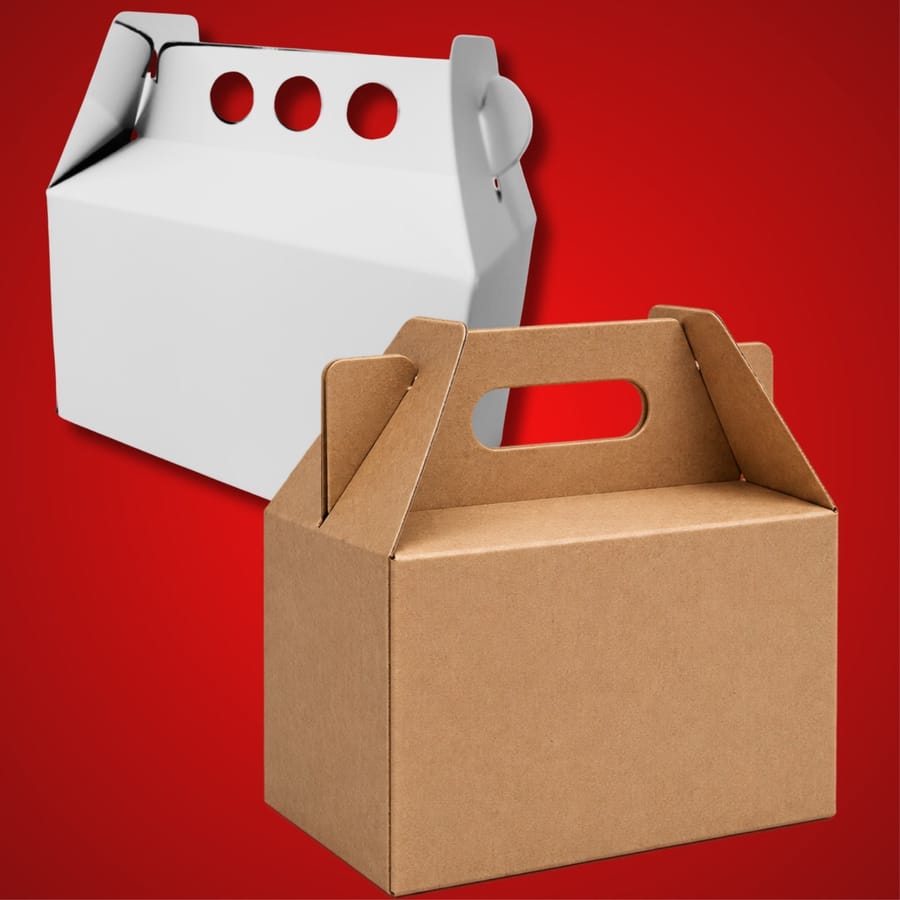 Caja maletín para pollo, blanca y kraft, de TodoCajas JEMD